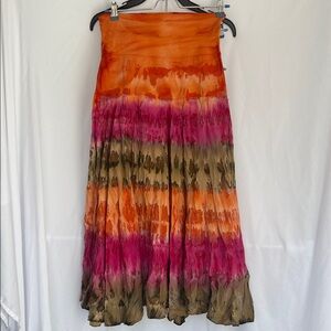 Raviya Vibrant Orange and Pink Maxi Skirt